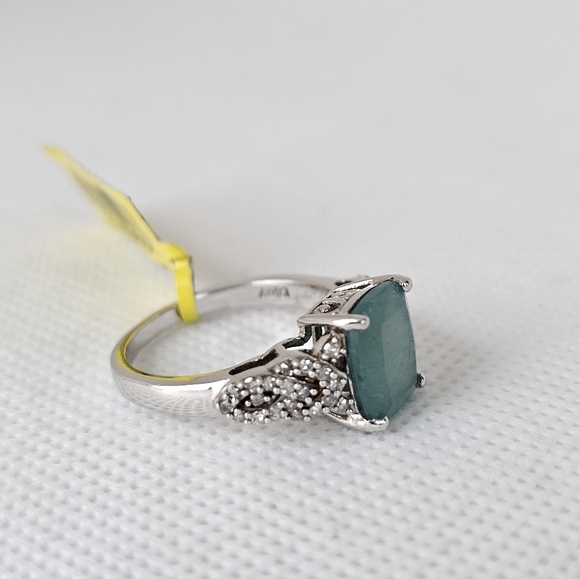 RARE Natural Grandidierite & Diamond 💍 Platinum over Sterling Silver Sz 7! New - Picture 5 of 10